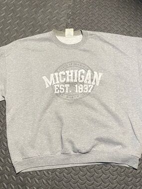 Jerzees Gray Michigan EST. 1837 Crewneck Sweatshirt
